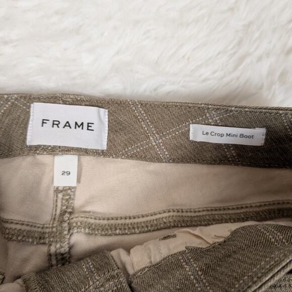 Frame Le Crop Mini Boot Cut Mid-Rise Jeans Skyblue Plaid and Khaki Size 29 - Picture 4 of 11